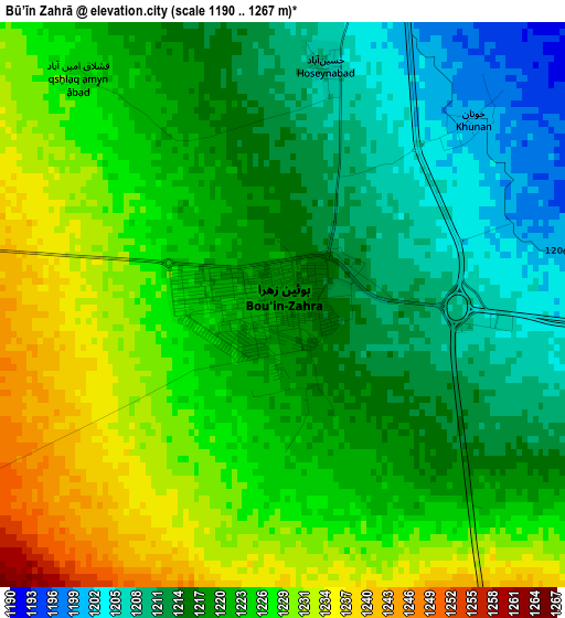 Bū’īn Zahrā elevation map
