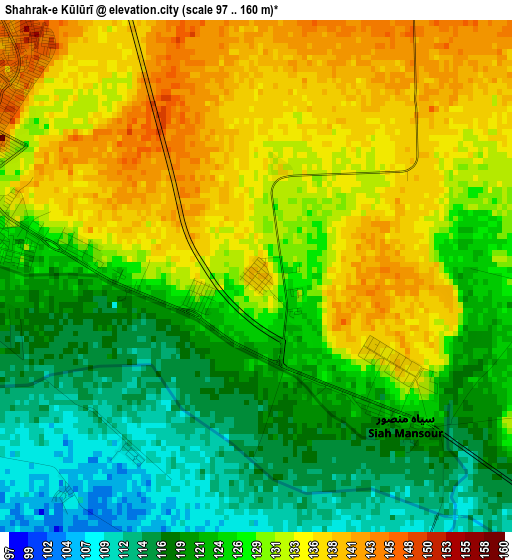 Shahrak-e Kūlūrī elevation map