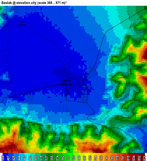 Bastak elevation map