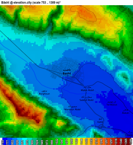 Bāsht elevation map