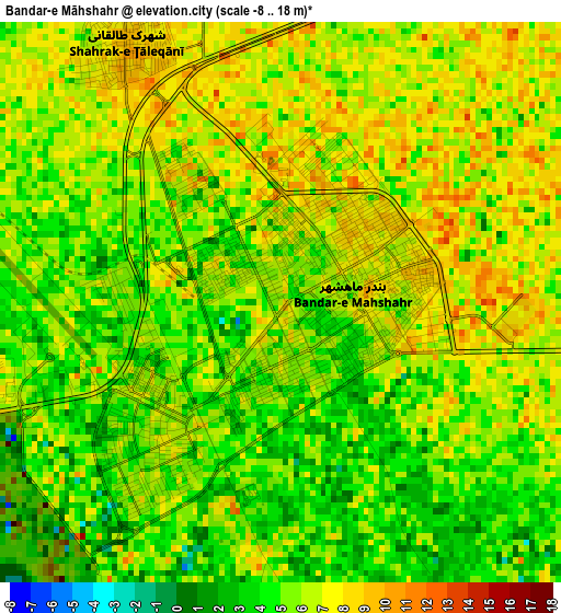 Bandar-e Māhshahr elevation map