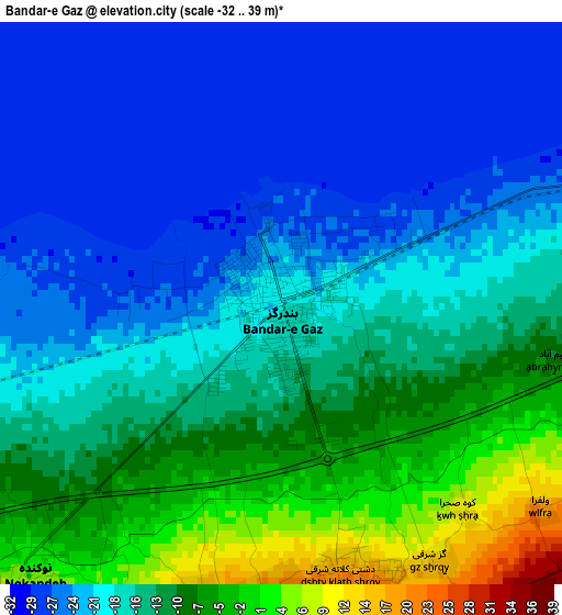 Bandar-e Gaz elevation map