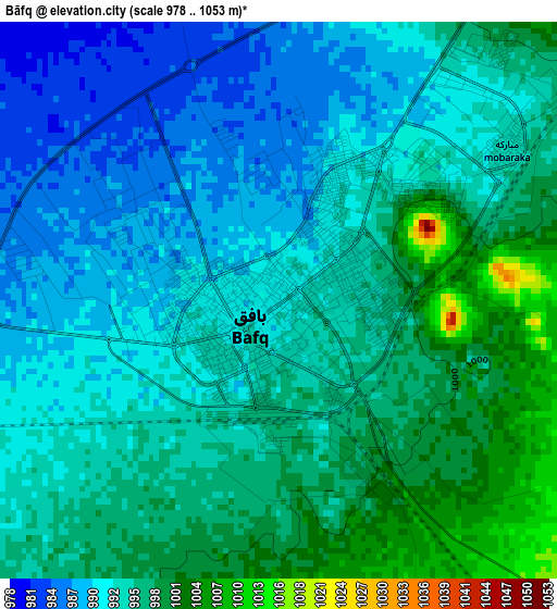 Bāfq elevation map