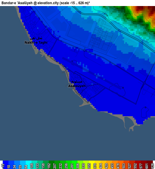 Bandar-e ‘Asalūyeh elevation map