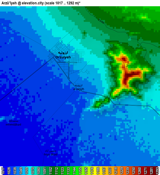 Arzū’īyeh elevation map