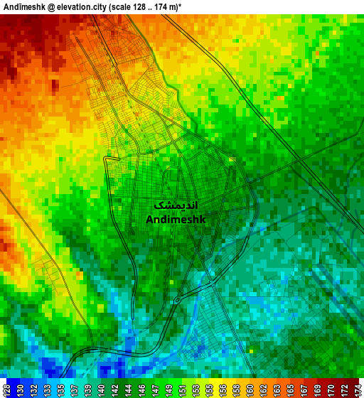 Andīmeshk elevation map