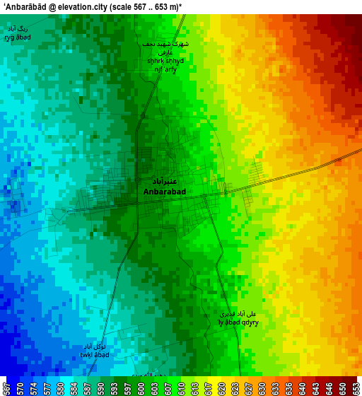 ‘Anbarābād elevation map