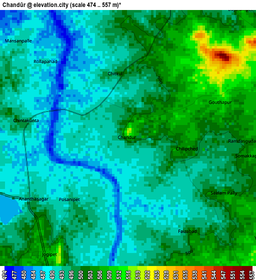 Chandūr elevation map