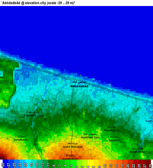‘Abbāsābād elevation map