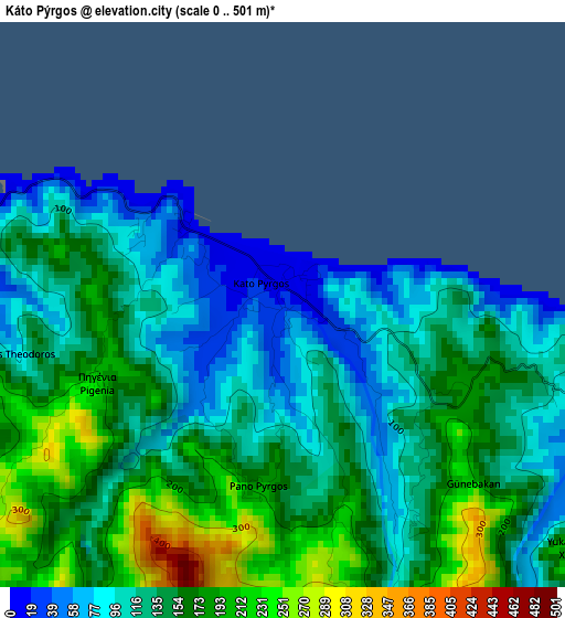 Káto Pýrgos elevation map