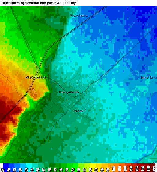 Orjonikidze elevation map