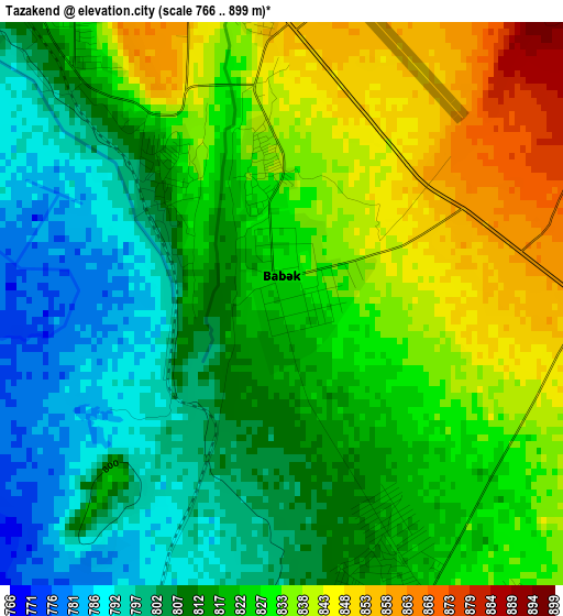 Tazakend elevation map