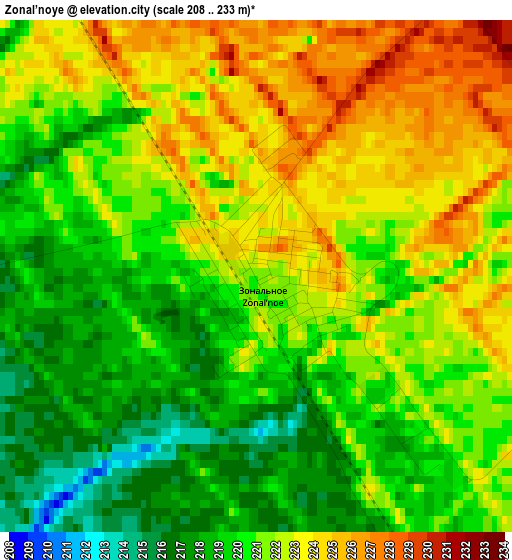 Zonal’noye elevation map