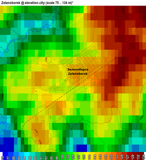 Zelenoborsk elevation map