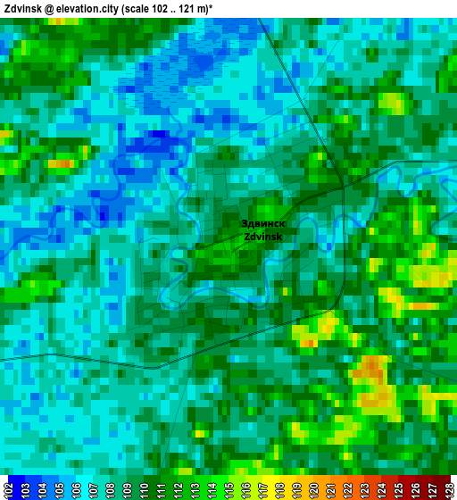 Zdvinsk elevation map