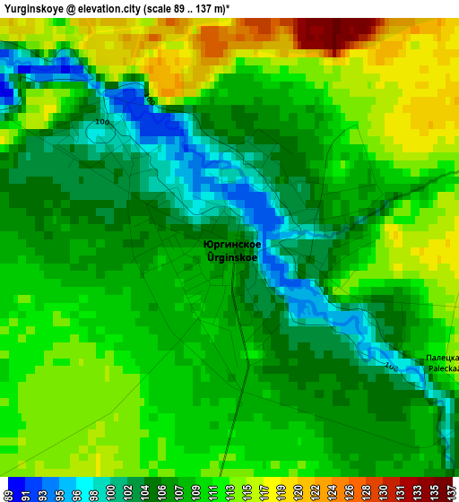 Yurginskoye elevation map