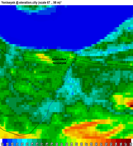 Yeniseysk elevation map