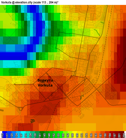 Vorkuta elevation map