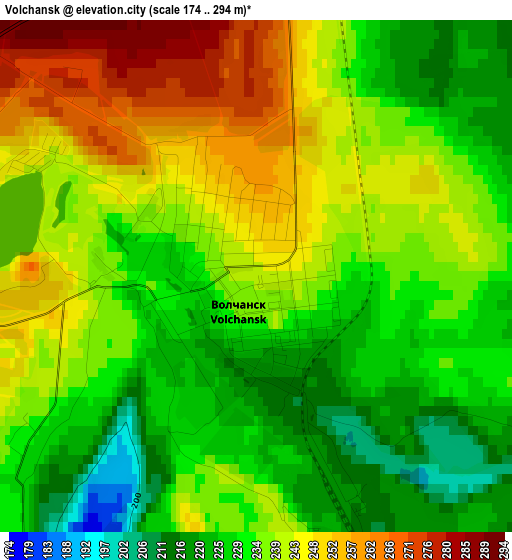 Volchansk elevation map