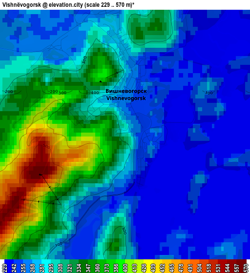 Vishnëvogorsk elevation map