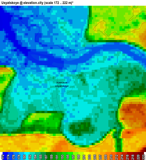 Usyatskoye elevation map