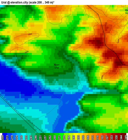 Ural elevation map