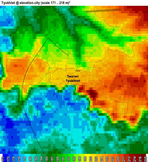 Tyukhtet elevation map