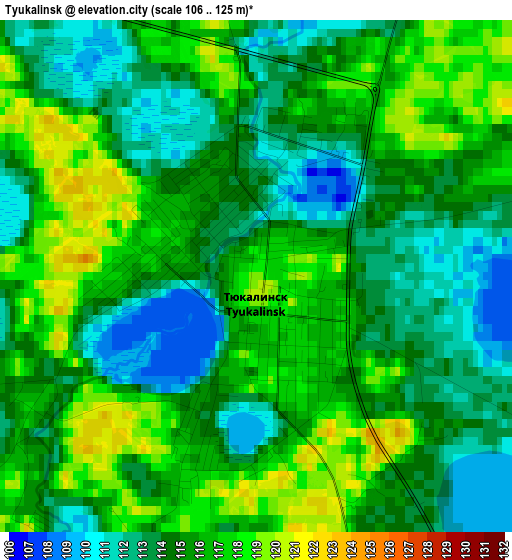 Tyukalinsk elevation map