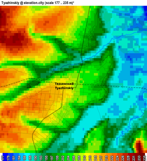 Tyazhinskiy elevation map