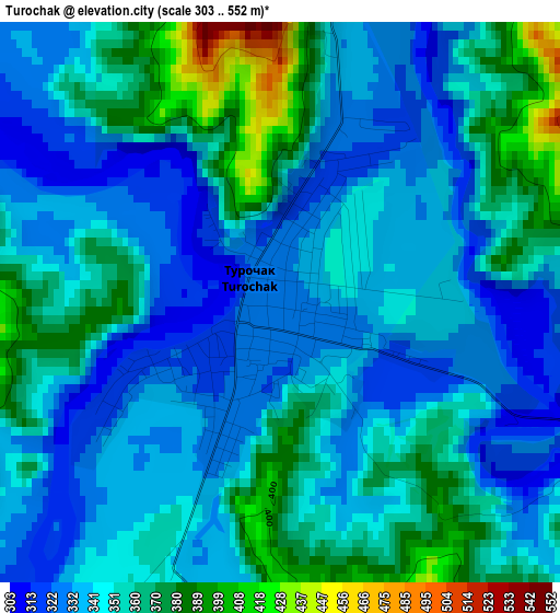 Turochak elevation map