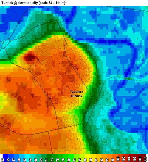 Turinsk elevation map