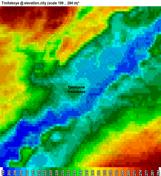 Troitskoye elevation map