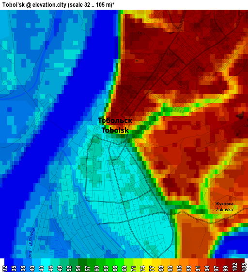 Tobol’sk elevation map