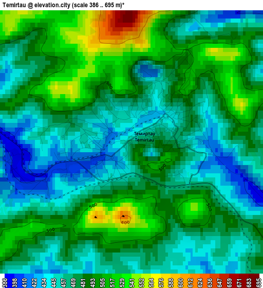 Temirtau elevation map