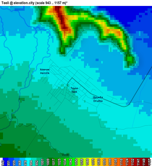 Teeli elevation map