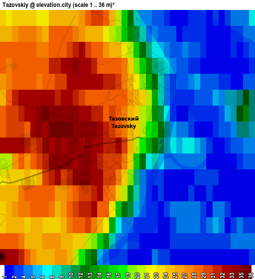 Tazovskiy elevation map