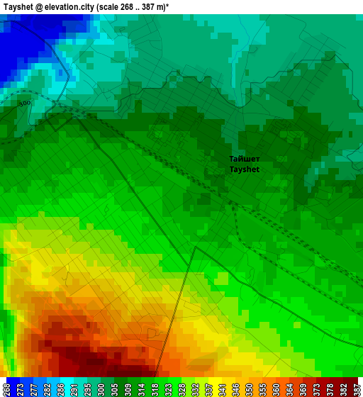 Tayshet elevation map