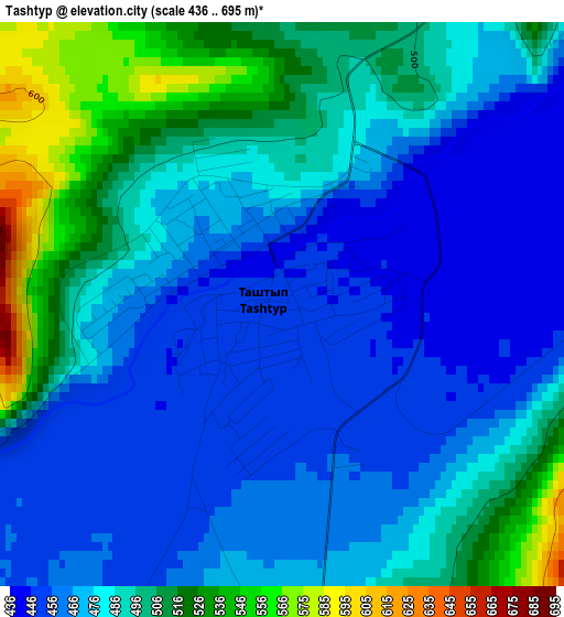 Tashtyp elevation map