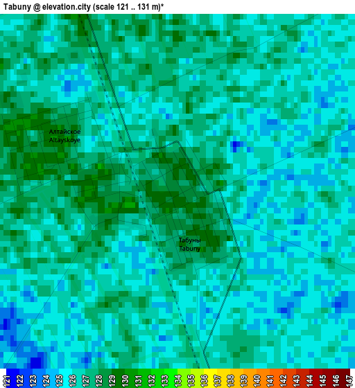 Tabuny elevation map