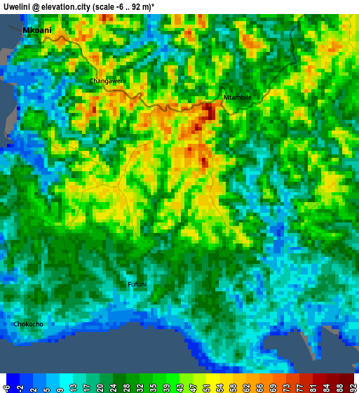 Uwelini elevation map