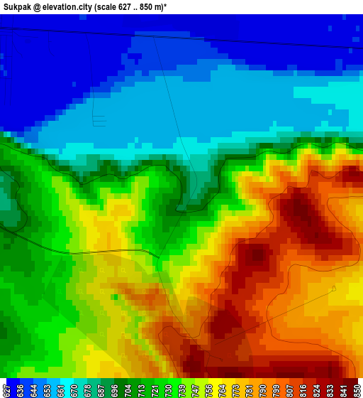 Sukpak elevation map