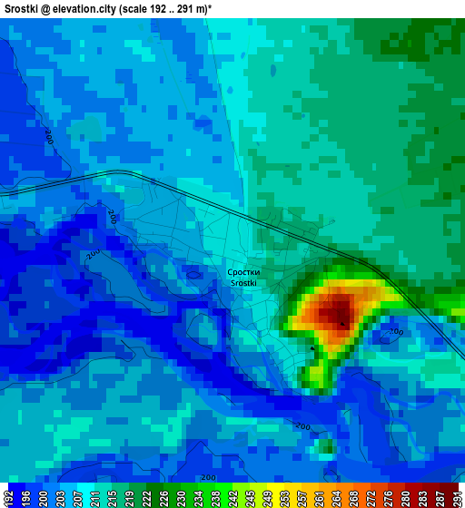 Srostki elevation map