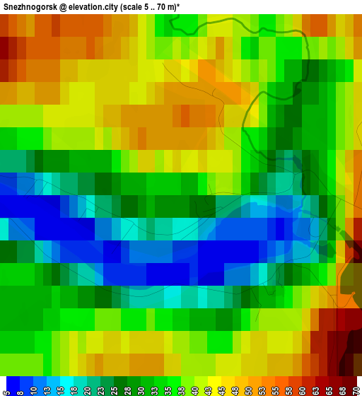 Snezhnogorsk elevation map