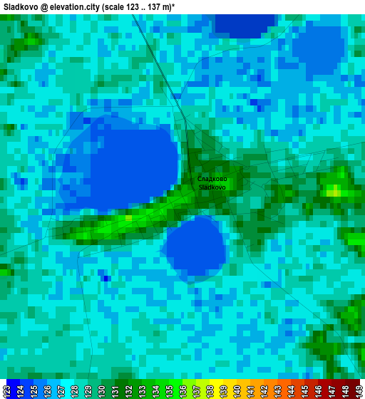 Sladkovo elevation map