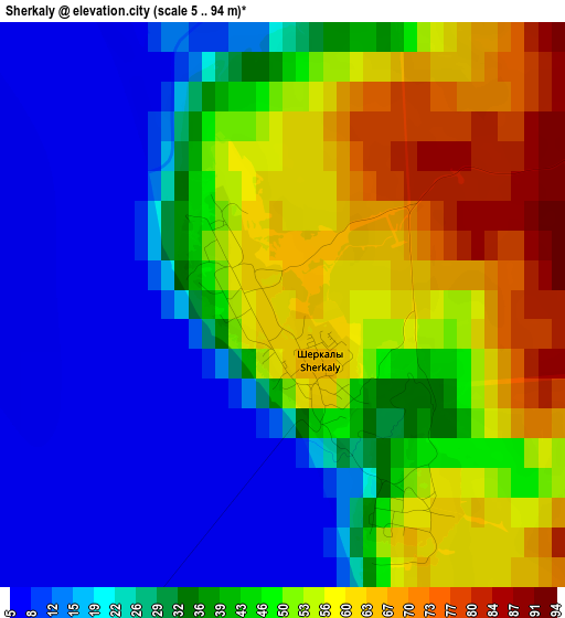 Sherkaly elevation map