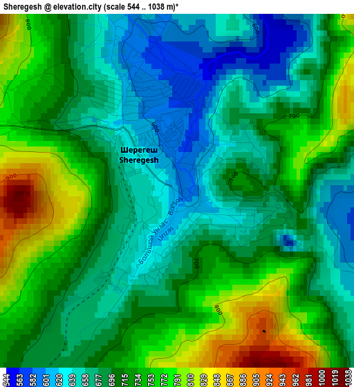 Sheregesh elevation map