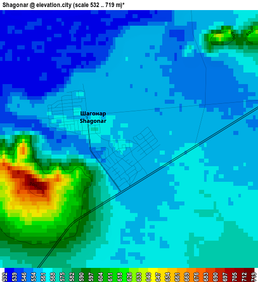 Shagonar elevation map