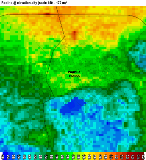 Rodino elevation map