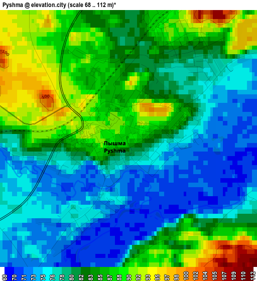 Pyshma elevation map