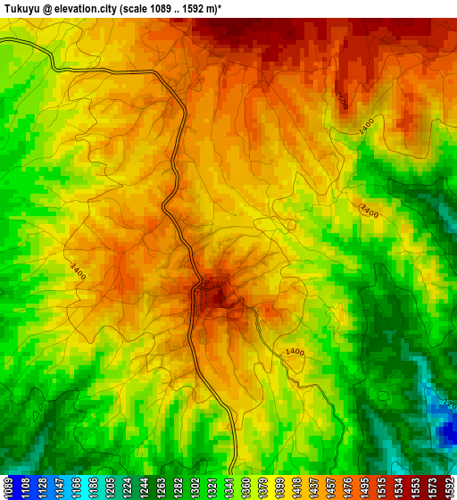 Tukuyu elevation map